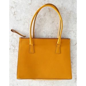 Le Solim Orange Leather Double Handle Bag